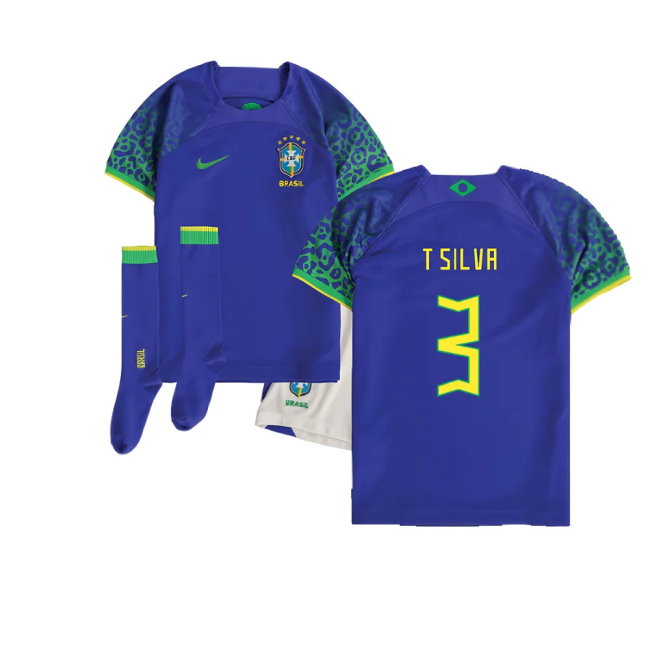 2022-2023 Brazil Away Little Boys Mini Kit (T Silva 3)