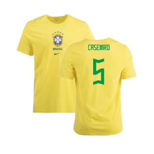 2022-2023 Brazil Crest Tee (Yellow) (Casemiro 5)