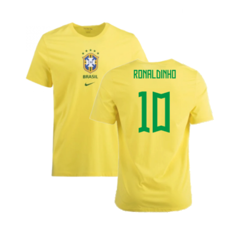 2022-2023 Brazil Crest Tee (Yellow) (Ronaldinho 10)