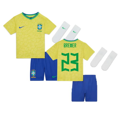 2022-2023 Brazil Home Little Boys Mini Kit (Bremer 23) 2022-2023 Brazil Home Little Boys Mini Kit (Bremer 23)