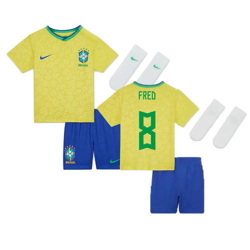 2022-2023 Brazil Home Little Boys Mini Kit (Fred 8) 2022-2023 Brazil Home Little Boys Mini Kit (Fred 8)