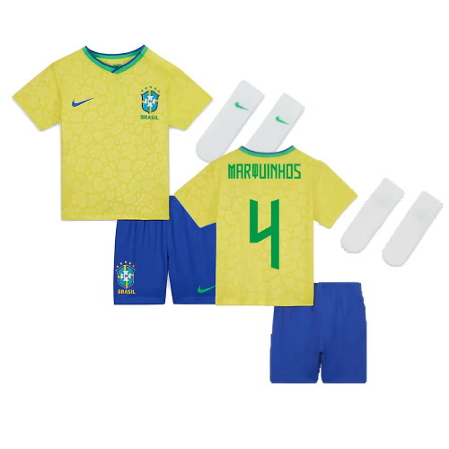 2022-2023 Brazil Home Little Boys Mini Kit (Marquinhos 4) 2022-2023 Brazil Home Little Boys Mini Kit (Marquinhos 4)