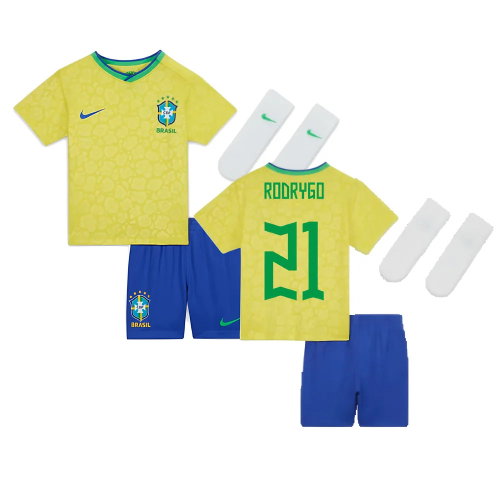 2022-2023 Brazil Home Little Boys Mini Kit (Rodrygo 21) 2022-2023 Brazil Home Little Boys Mini Kit (Rodrygo 21)
