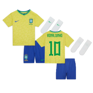 2022-2023 Brazil Home Little Boys Mini Kit (Ronaldinho 10)