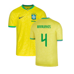 2022-2023 Brazil Little Boys Home Shirt (Marquinhos 4)