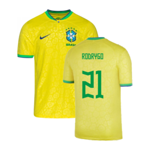 2022-2023 Brazil Little Boys Home Shirt (Rodrygo 21)