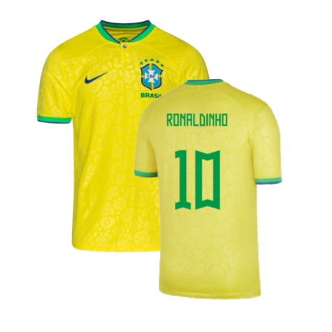 2022-2023 Brazil Little Boys Home Shirt (Ronaldinho 10)