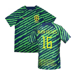 2022-2023 Brazil Pre-Match Football Shirt (Green) (Alex Telles 16)