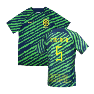 2022-2023 Brazil Pre-Match Football Shirt (Green) (Casemiro 5)