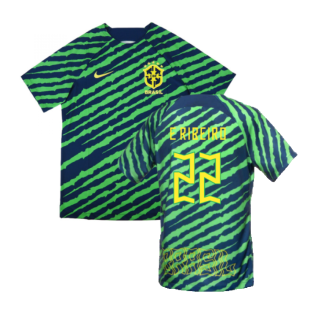 2022-2023 Brazil Pre-Match Football Shirt (Green) (E Ribeiro 22)