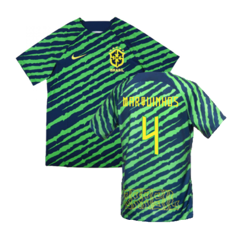 2022-2023 Brazil Pre-Match Football Shirt (Green) (Marquinhos 4)