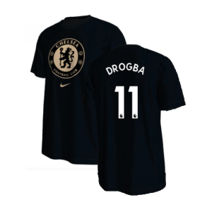 2022-2023 Chelsea Crest Tee (Black) (DROGBA 11)