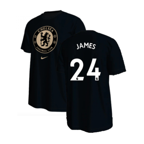 2022-2023 Chelsea Crest Tee (Black) (JAMES 24)