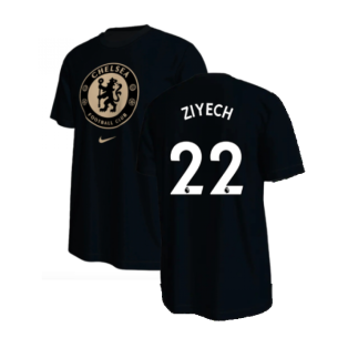 2022-2023 Chelsea Crest Tee (Black) (ZIYECH 22)