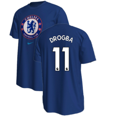 2022-2023 Chelsea Crest Tee (Blue) (DROGBA 11)