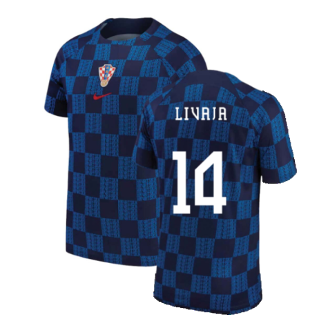 2022-2023 Croatia Pre-Match Training Shirt (Navy) (Livaja 14)