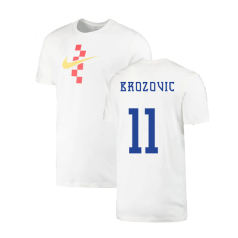 2022-2023 Croatia Swoosh T-Shirt - White (Kids) (Brozovic 11)