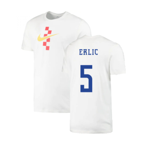 2022-2023 Croatia Swoosh T-Shirt - White (Kids) (Erlic 5)