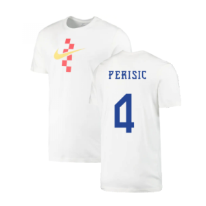2022-2023 Croatia Swoosh T-Shirt - White (Kids) (Perisic 4)