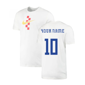 2022-2023 Croatia Swoosh T-Shirt - White (Kids) (Your Name)