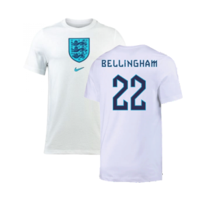 2022-2023 England Crest Tee (White) (Bellingham 22)
