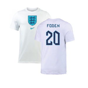 2022-2023 England Crest Tee (White) (Foden 20)