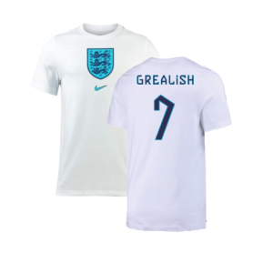 2022-2023 England Crest Tee (White) (Grealish 7)