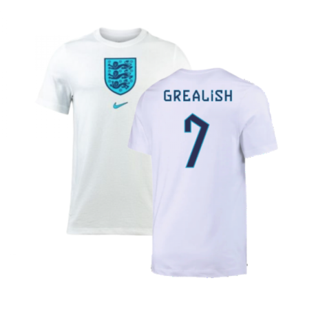 2022-2023 England Crest Tee (White) (Grealish 7)