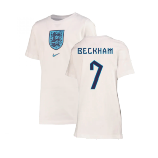 2022-2023 England Crest Tee (White) - Kids (Beckham 7)