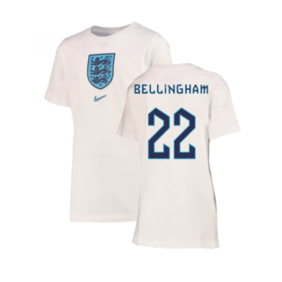 2022-2023 England Crest Tee (White) - Kids (Bellingham 22)