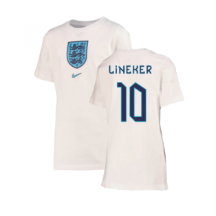 2022-2023 England Crest Tee (White) - Kids (Lineker 10)