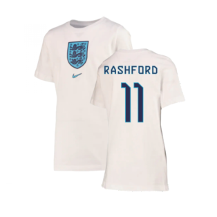 2022-2023 England Crest Tee (White) - Kids (Rashford 11)