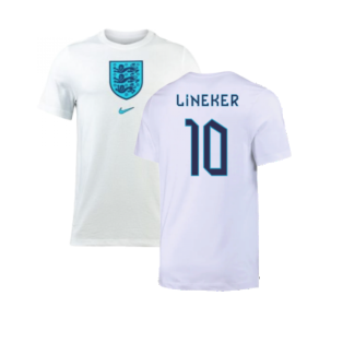 2022-2023 England Crest Tee (White) (Lineker 10)