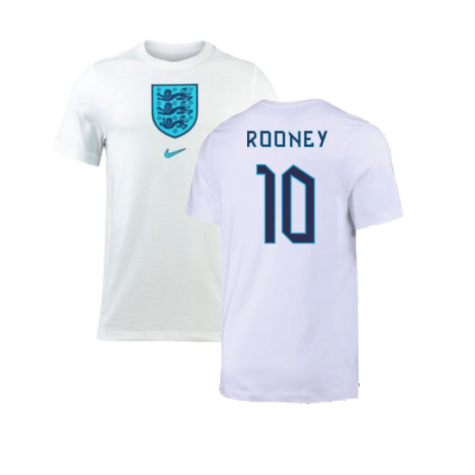2022-2023 England Crest Tee (White) (Rooney 10)