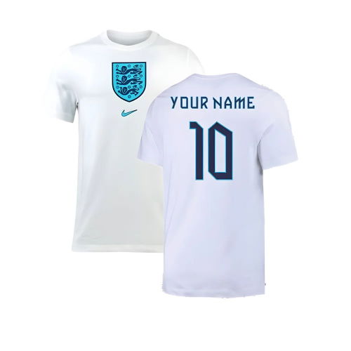 2022-2023 England Crest Tee (White) (Your Name)