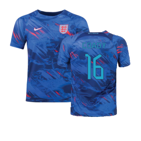 2022-2023 England Pre-Match Training Shirt (Blue) (Coady 16)