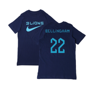2022-2023 England Three Lions Tee (Navy) - Kids (Bellingham 22)