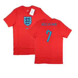2022-2023 England World Cup Crest Tee (Red) (Beckham 7)