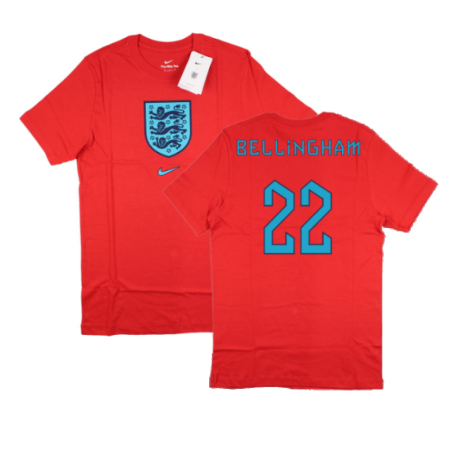 2022-2023 England World Cup Crest Tee (Red) (Bellingham 22)
