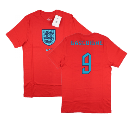 2022-2023 England World Cup Crest Tee (Red) (Gascoigne 9)