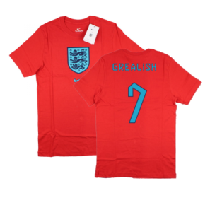 2022-2023 England World Cup Crest Tee (Red) - Kids (Grealish 7)