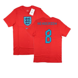 2022-2023 England World Cup Crest Tee (Red) - Kids (Henderson 8)