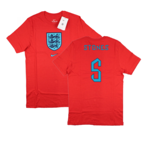 2022-2023 England World Cup Crest Tee (Red) (Stones 5)