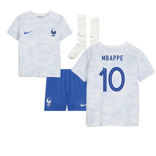 2022-2023 France Away Little Boys Mini Kit (Mbappe 10)