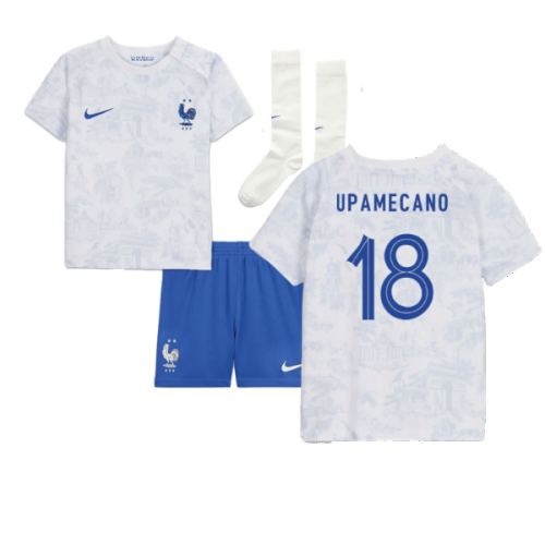 2022-2023 France Away Little Boys Mini Kit (Upamecano 18)