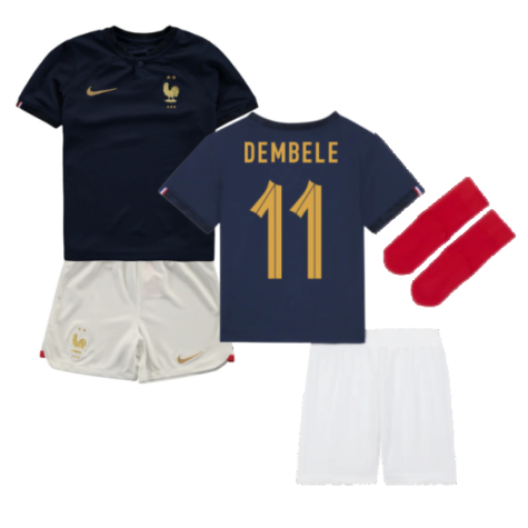 2022-2023 France Home Little Boys Mini Kit (Dembele 11)