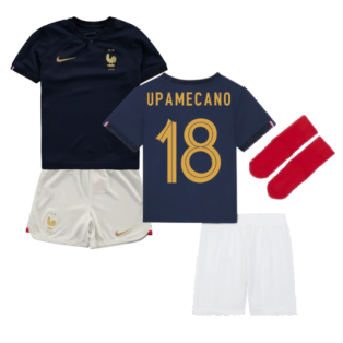 2022-2023 France Home Little Boys Mini Kit (Upamecano 18)