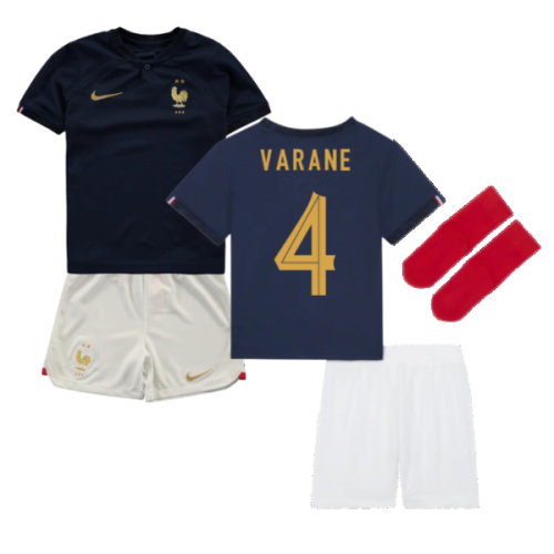 2022-2023 France Home Little Boys Mini Kit (Varane 4) 2022-2023 France Home Little Boys Mini Kit (Varane 4)