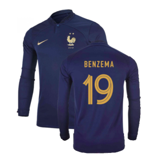 2022-2023 France Home Long Sleeve Shirt (Benzema 19)