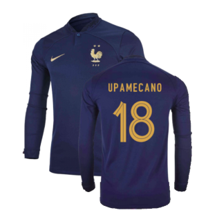 2022-2023 France Home Long Sleeve Shirt (Upamecano 18)